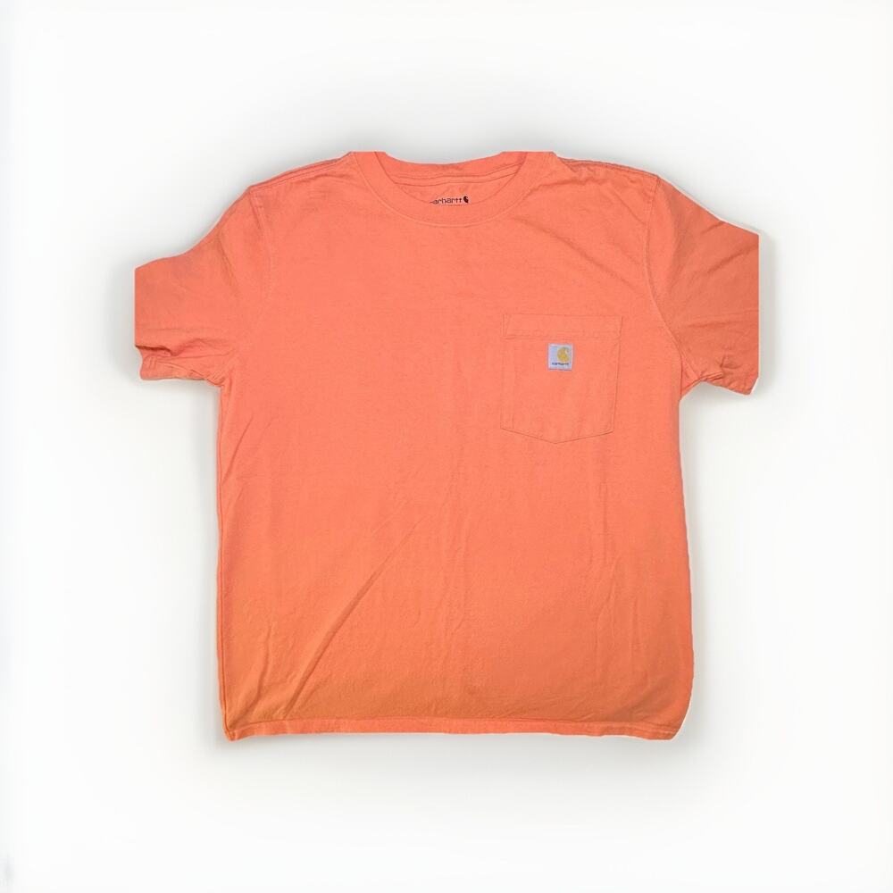 Carhartt Men’s Pocket T-Shirt Size Large L Bright Orange Workwear Tee USA